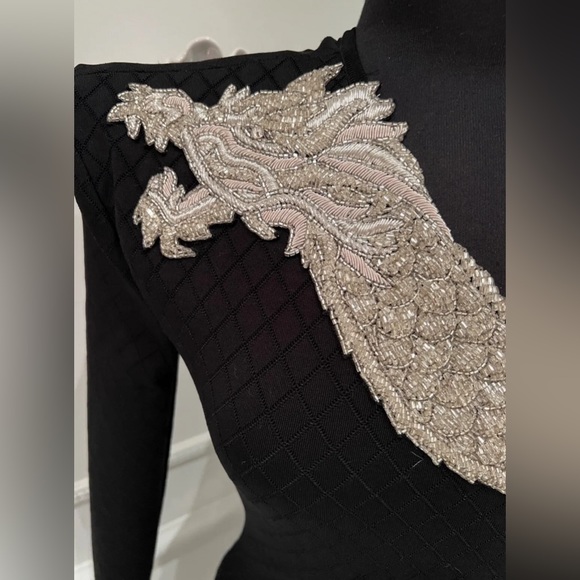 NFS - HOLD - 2019 Fall Collection - BALMAIN one shoulder dragon dress size 6 - Picture 3 of 4